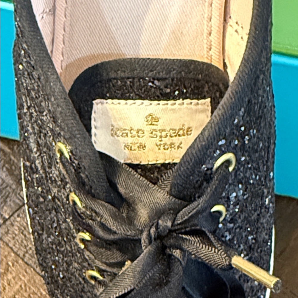 Keds x Kate Spade New York Black Glitter Sneakers Size 7 - Picture 8 of 11